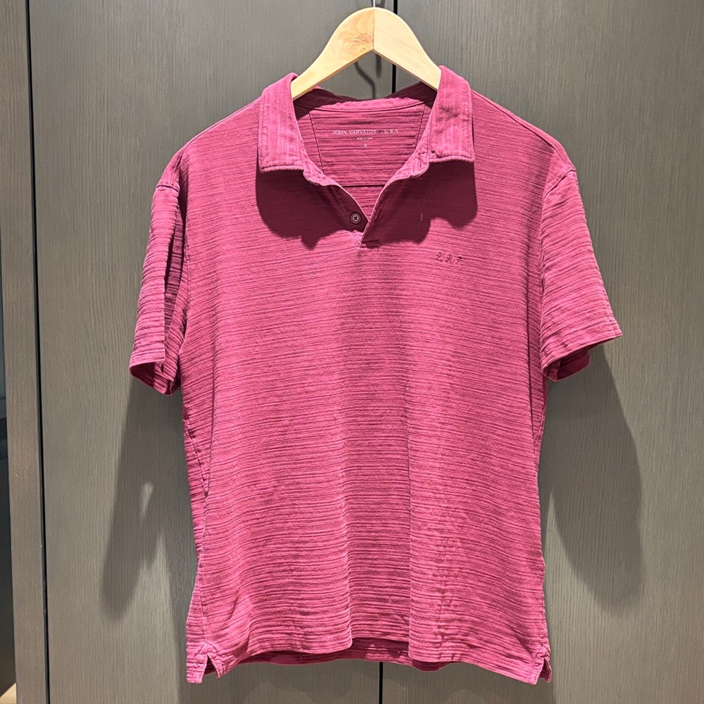 John Varvatos Textured Pink Polo Shirt